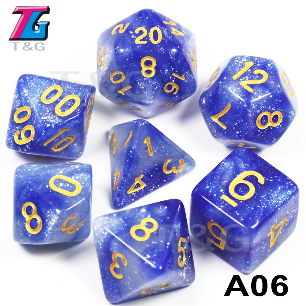 A06 Супер Вселенная Галактика игральные кости DND набор D4-D20 Подземелья и Драконы РПГ лучшие подарки 15 цветов на выбор - Цвет: A06