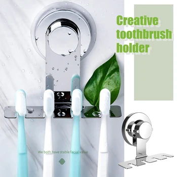 

Stainless Steel Toothbrush Holder Storage Rack Tooth Brush Shelf Toothpaste Holder Wall Suction Bathroom Organizer Accessories