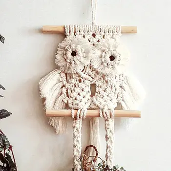 

Handwoven Macrame Owl Tapestry Plant Hangers Hanging Basket Flower Pot Holder 667B