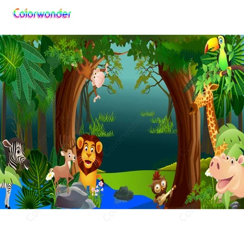 

Tropical Forest Lion Backdrops for Photography Children Birthday Party Decor Baby Shower Photography Backgrounds Photo Studio