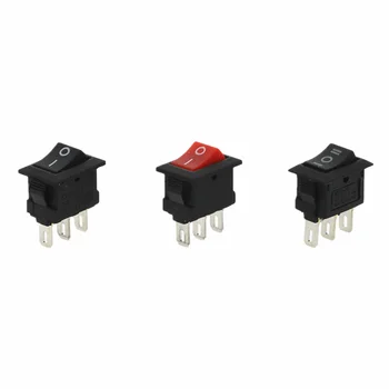 

10Pcs Push Button Switch 10x15mm SPST 3Pin 3A 250V KCD11 Snap-in On/Off On/Off/On Boat Rocker Switch 10MM*15MM Black Red