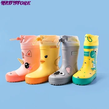 

ULKNN Children Rain Boots Kids Girl Cute Printed Rubber Boots Kalosze Dla Dzieci Boy Waterproof Baby Water Shoe Factory
