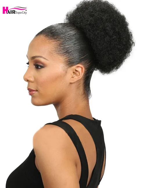 6inch Short Synthetic Hair Bun Drawstring Ponytail Afro Puff Chignon Hair pieces For Women Kinky Curly Updo Clip Hair Extension