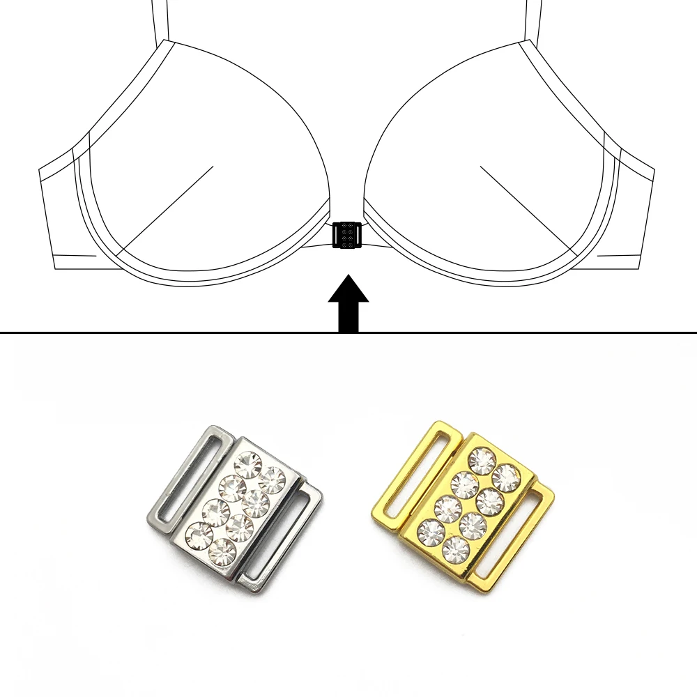 Bikini-Anschlüsse, Strass-Schnallen, vorderer Haken, BH-Verschluss, Clips, nickelfrei, Schnellverschluss, Dessous-Verschlüsse, Badeanzug-Hardware – Detail 2