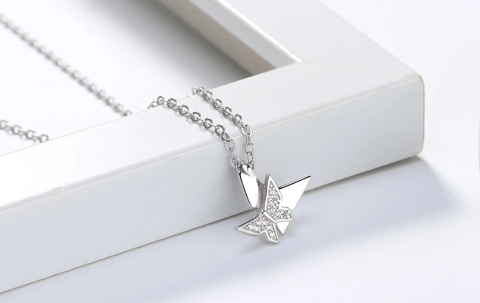 ORSA JEWELS подлинное 925 женское ожерелье с бабочкой АААА циркониевое Серебро Цвет Стерлинговое Серебро Ожерелье Ювелирные украшения SN160