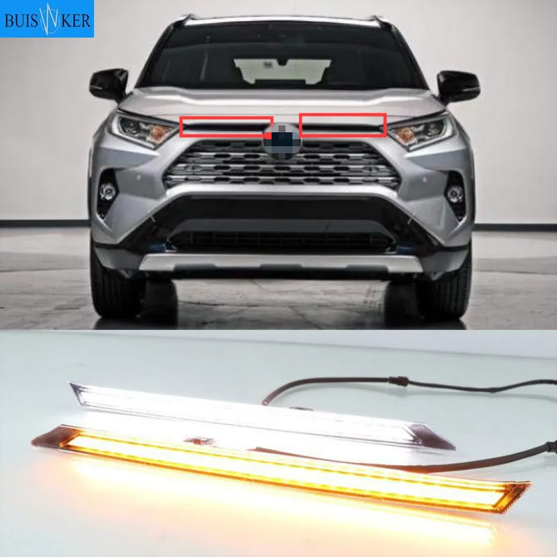 

For Toyota RAV4 2019 2020 Yellow Turn Signal Function 12V Car DRL LED Daytime Running Light Automobile Cover Decoration Light