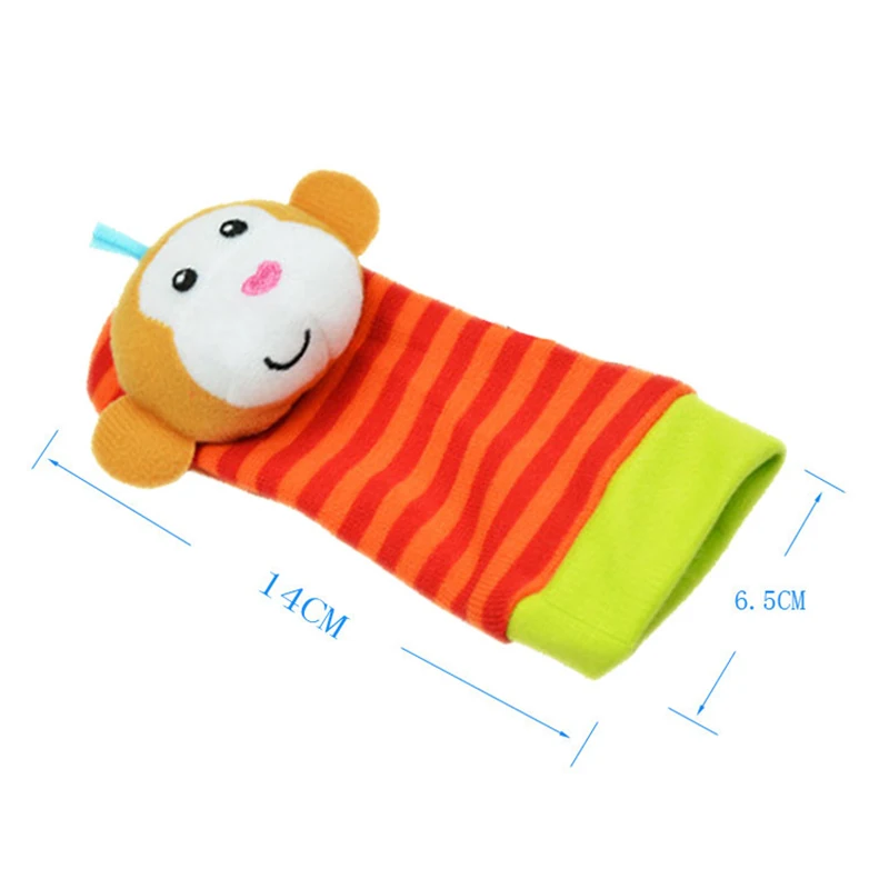 2 шт./пара милые животные Младенческая Погремушка игрушка ножной носок с