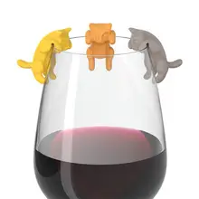 6 pçs criativo bonito 3d forma gatinho de vidro de vinho marcador de vidro de vinho tag de vidro de vinho barra de festa acessório copo reconhecedor discriminador