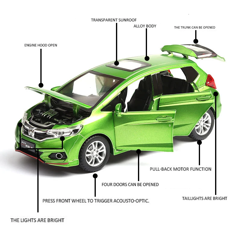 1:32 15,8 см Honda Fit Модель автомобиля игрушки с Люком и светильник функция оттягивания литые Автомобили Модель хэтчбек автомобиль игрушка для мальчиков