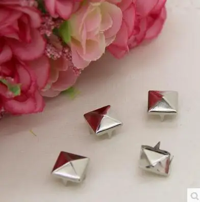 6*6mm silver pyramid spikes studs rivets nailhead shoes bags DIY accessories 200pcs/lot Spots Punk Rock Nailheads Spikes Craft | Дом и сад
