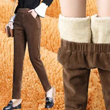 

Plush Thick Casual Pants Women's Corduroy Warm Pants Autumn And Winter 2021 High Waist Harem Pants Trousers Women Брюкиженские