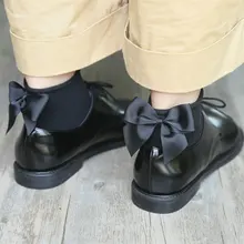 Японские Женские носки, хлопковые носки с украшением в виде банта, мягкие носки для девочек, милые носки для девочек, мягкие носки