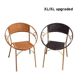 1 Набор из 2шт стул из ротанга простой домашний балкон PE ротанга плетеный металлический каркас стул для отдыха со спинкой для взрослых XL/XL