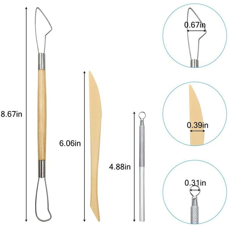 wood drill bit Pottery Clay Sculpting Tools, 22Pcs Wooden Handle Pottery Carving Tools & Metal Scraper & Plastic Clay Shaping Tools router bits for wood