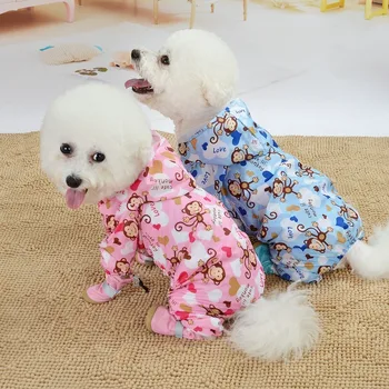 

Pet Clothing Cartoon Clothes for Dog Small Costume Animal Print Letter Monkey Waterproof Raincoats Dogs Cute Funny Collar Perro