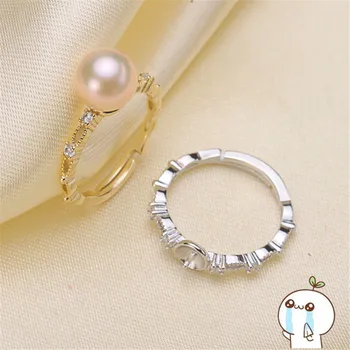 

Ring Mount Pearl Accessories Adjustable Size 925 Sterling Silver Ring Jewelry DIY No Pearl Free Shipping 2019J068
