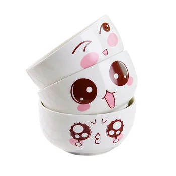 

Creative cute cartoon expression ceramic bowl domestic rice soup bowl eating noodles bowl porcelain dinner sets