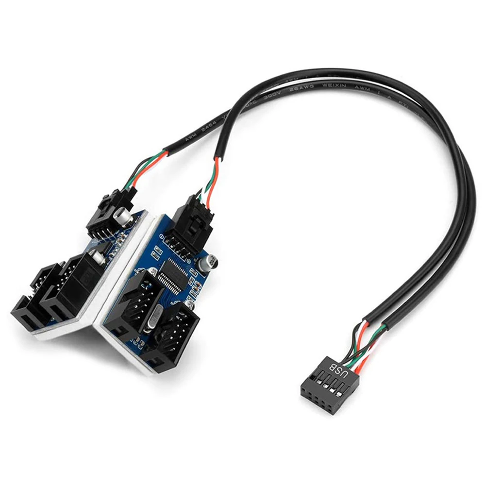 USB 2.0 HUB 1 to 2/4 Extension Splitter Cable for Motherboard USB 9 Pin Header Connector Description Image.This Product Can Be Found With The Tag Names 9 pin usb header male 1 4 female extension cabl, Motherboard usb header splitter, Usb motherboard 9pin extension