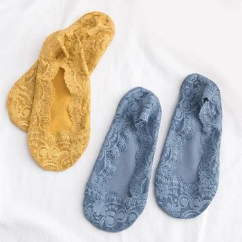 

Silicone shallow Socks Women Lace Slipper Ankle Socks Invisible Seamless Girls Low Cut Boat cotton Thick Sock Transparent Sock