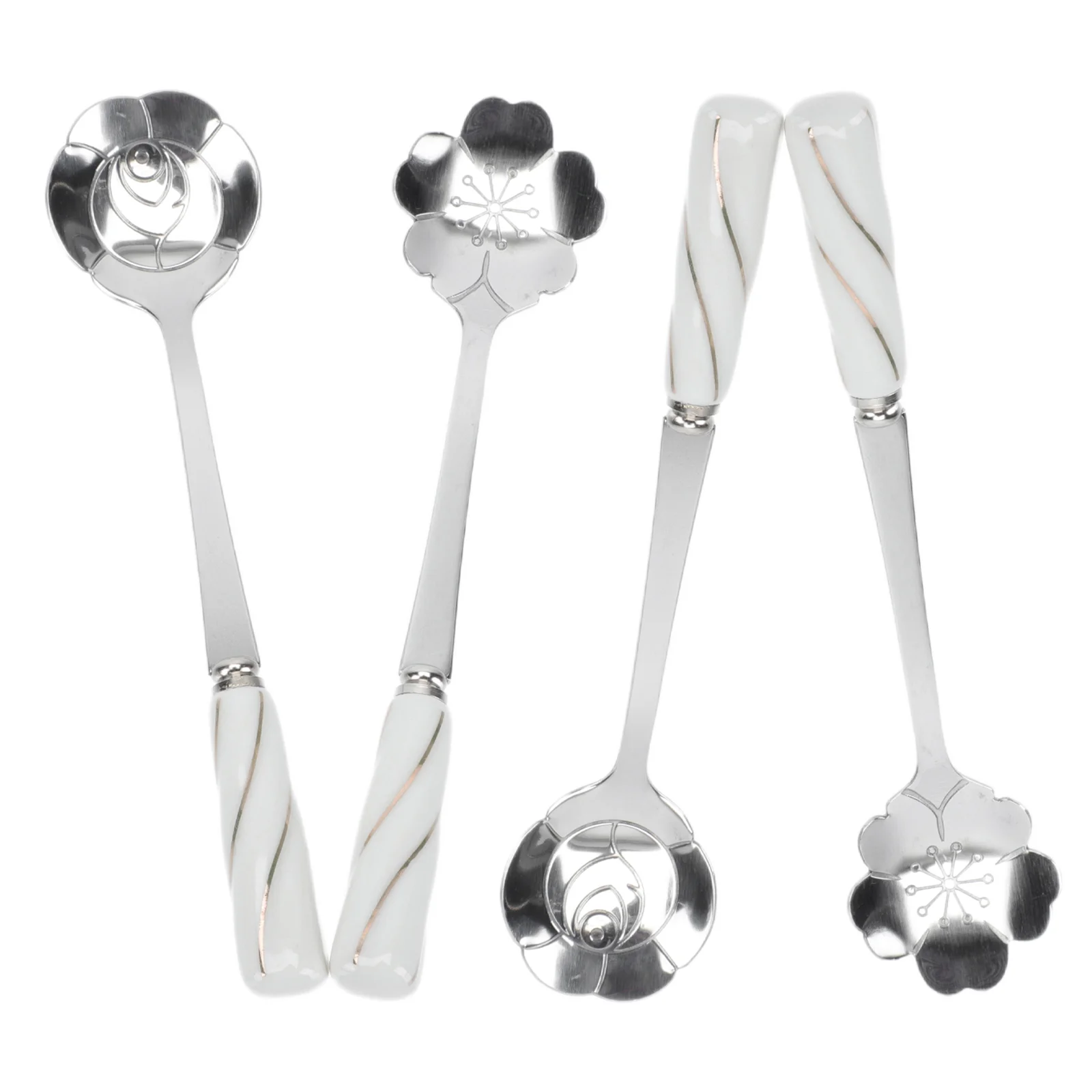 4pcs/set Stainless Steel Flower Shape Coffee Spoon Ice Cream Spoons Tea Spoon 
