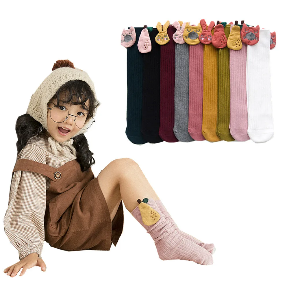 Носки до середины икры детские Нескользящие вязаные хлопковые зимние теплые носки с рисунком для маленьких девочек и мальчиков носки для девочек, Sokken Meisjes