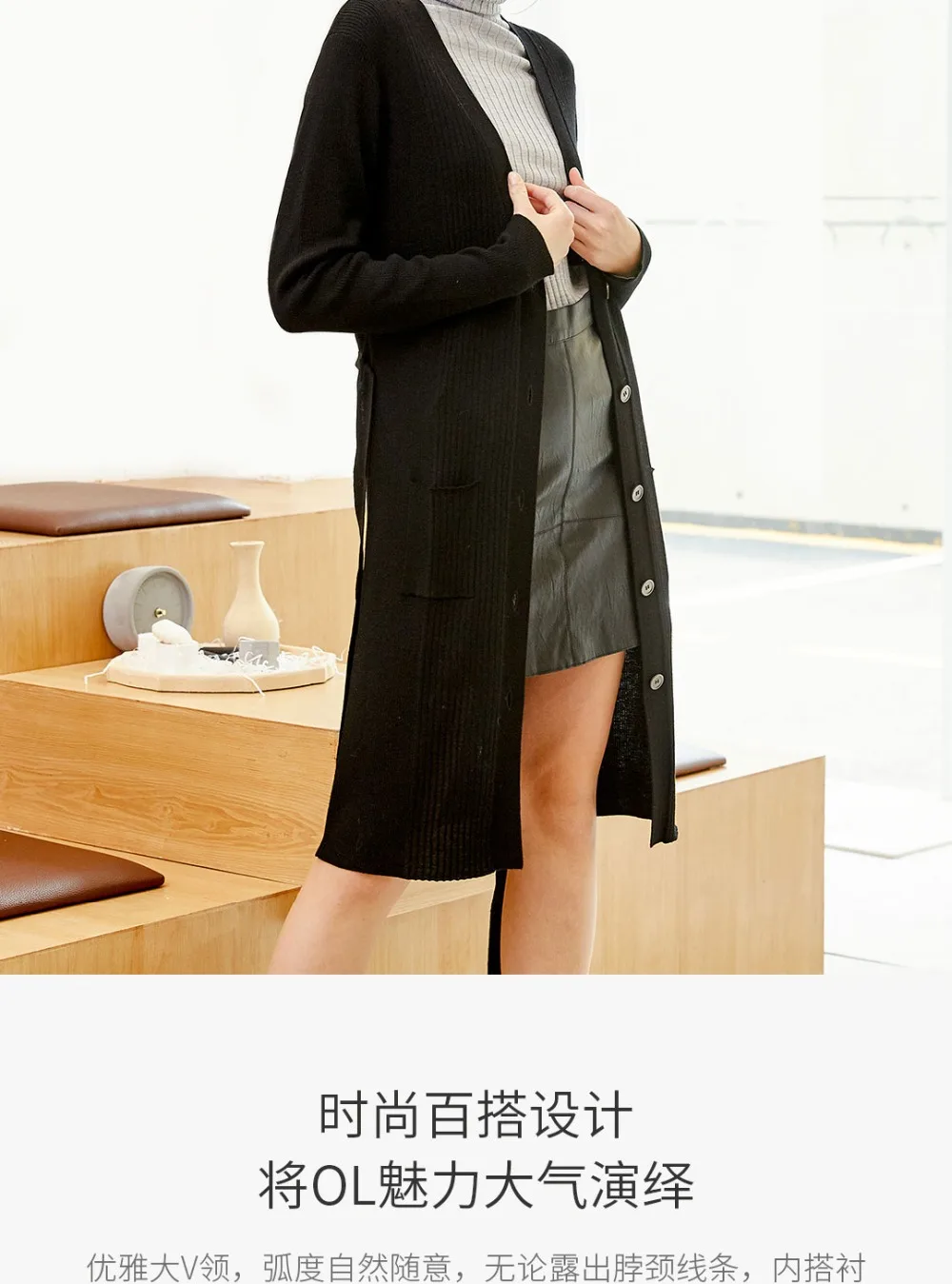 Xiaomi PROEASE женский длинный рукав кружевной шерстяной длинный кардиган теплая Повседневная модная верхняя одежда Топы шерстяной свитер женский большой жакет