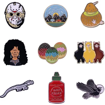 

20pcs/lot A3879 Patchfan Creative Horror Movie Metal Enamel Brooch Badge Pin Cute Trendy Jewelry Accessories
