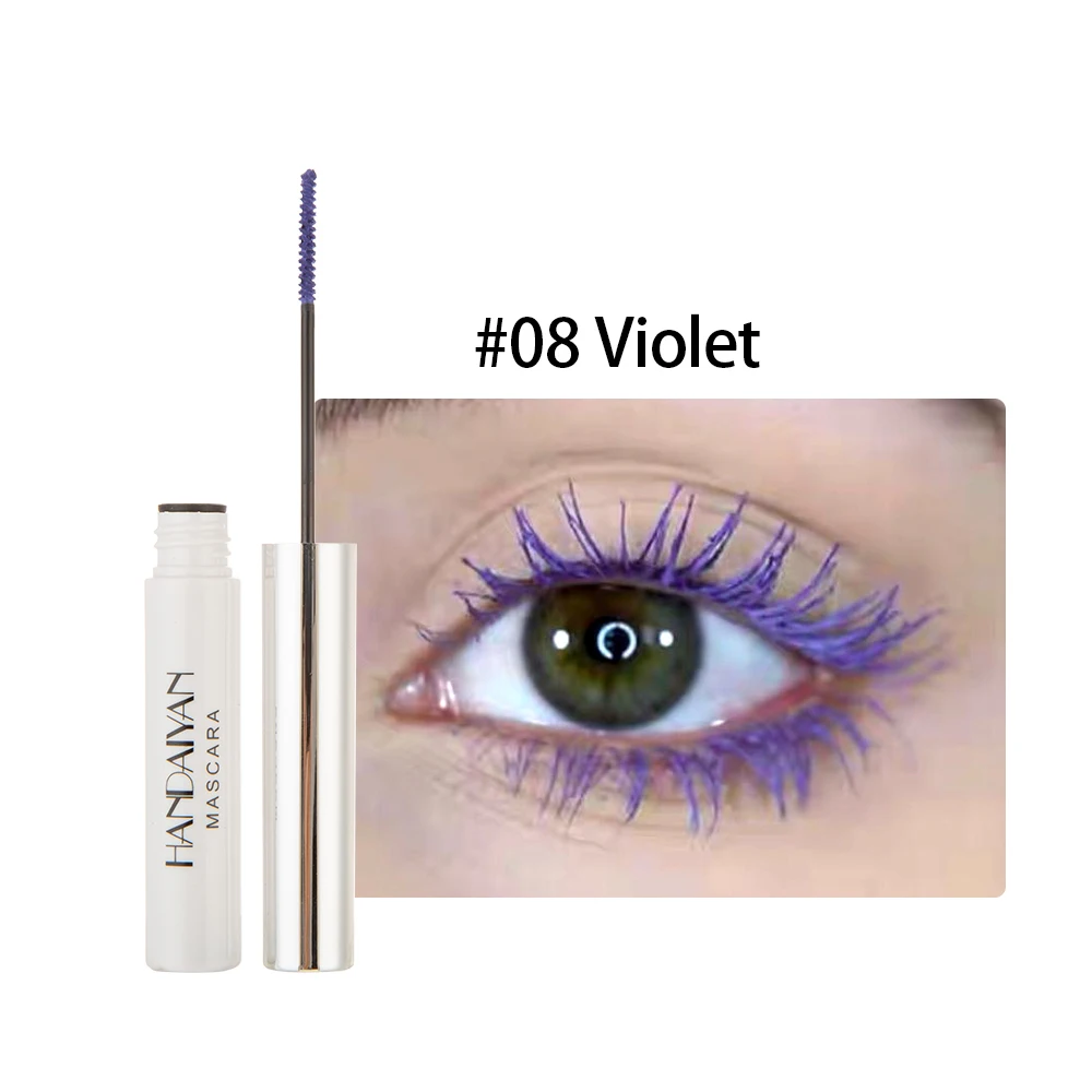 08 Violet Цветная тушь водостойкие ресницы, подкручивающая, удлиняющая макияж, синий, зеленый, красный, черный, белый, жидкая тушь для наращивания ресниц, крем - Цвет: 08 Violet