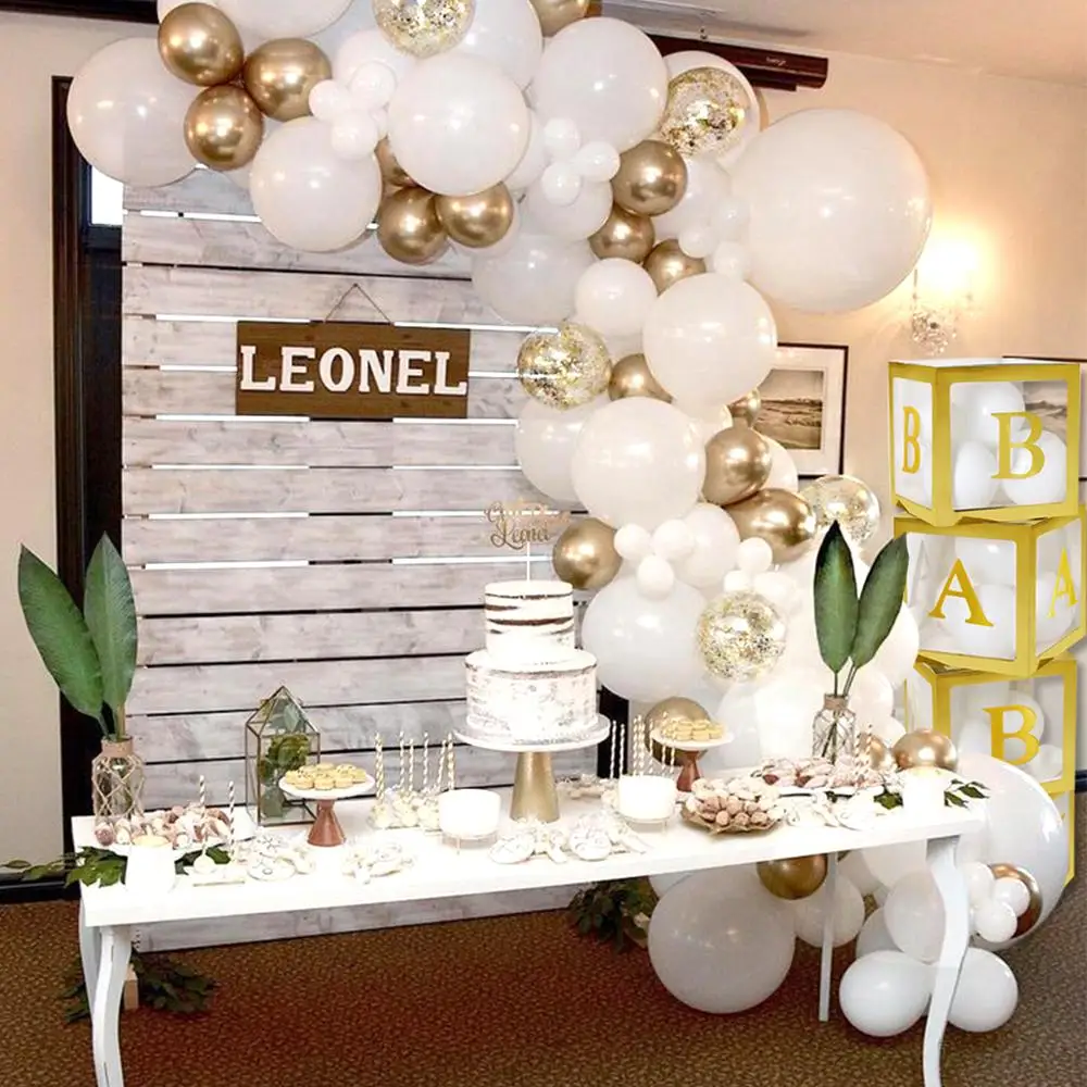 

PATIMATE Gold Baby Paperboard Box 1st Birthday Balloon Wedding Ballon Happy Birthday Party Decoration Kids Baby Shower Baloon