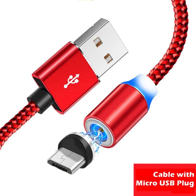 Магнитный кабель usb type C 2.4A для быстрой зарядки мобильных телефонов для Honor 8X 20i 10i 8A Y5 Y6 Pro Y7 Prime Y9 P Smart+ Enjoy 9s - Цвет: Red Micro USB