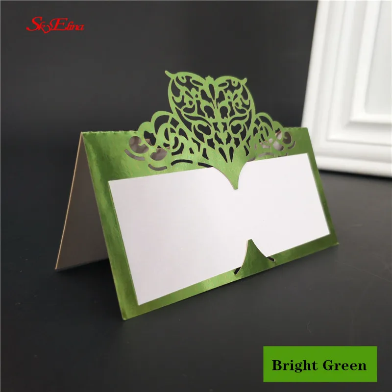 BrightGreen 100 шт лазерная резка, настольный визитная карточка для украшения свадебной вечеринки, для банкета, стола 5Z - Цвет: BrightGreen