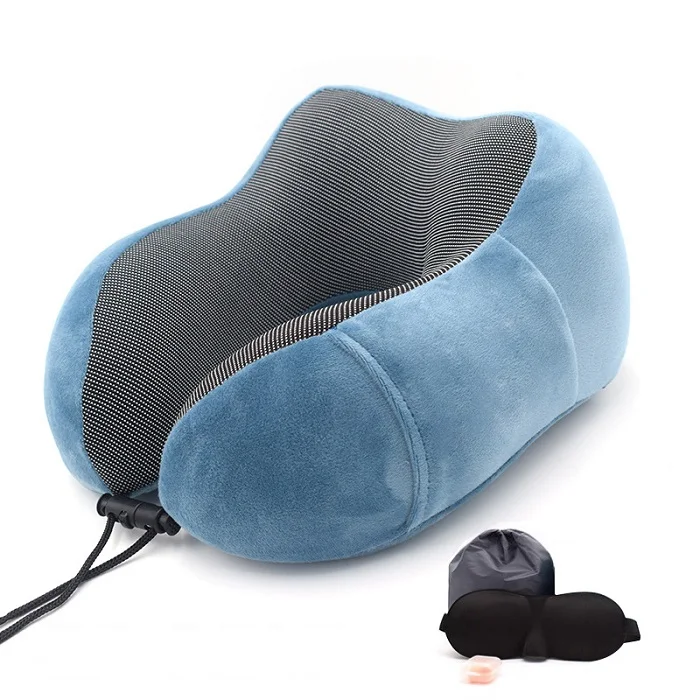 Almohada de Viaje SNUGL - Cojín de Espuma de Memoria de Diseño Ergonómico  Premium - Avión, Tren o automóvil - Bolsa de Viaje con mosquetón Incluido