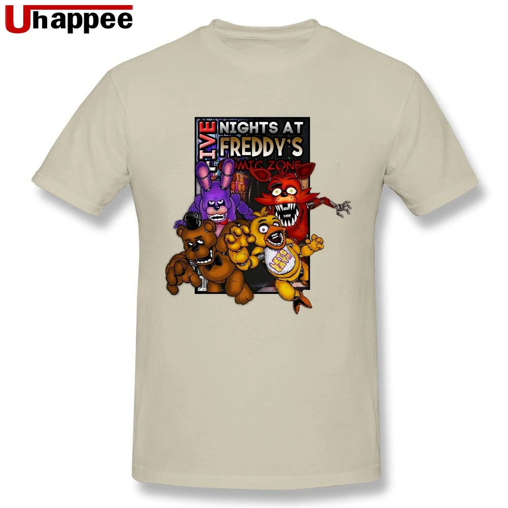 Крутые футболки Freddy Fazbear для мужчин s, обычная посадка, короткий рукав, цветные принтованные рубашки для мужчин, большой и высокий размер, веер, официальная одежда - Цвет: Natural