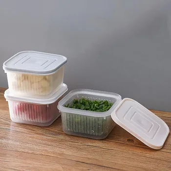 

Food Preservation Box with Lids Plastic Housaehold Durable Fruit Sealing Saver Square Drain Storage Containers Box for Pantry .