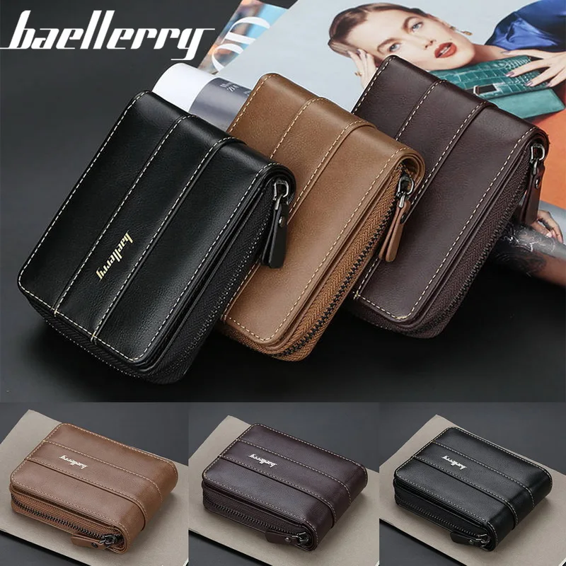 

Baellerry 2020 Leather Men's Wallet Zipper Folding Design Multifunction Coin Purse For Men Short Money Bag Mini High Quality Boy