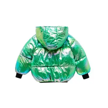 

INS HOT Baby girls' winter coat 4-13 years old cotton-padded clothes colorful bright leather down cotton thickened inter jacket