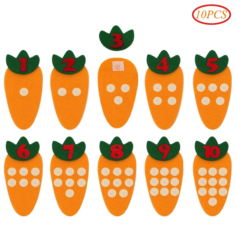 

Early Childhood Education Montessori Toy 1~10 Digital Game DIY Nonwovens Carrot Digital Matching Educational Toys For Children