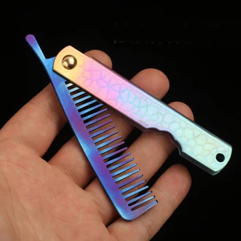 

Men's Dedicated Titanium Alloy Folding Comb Mini Pocket Comb Beard Care Tool Outdoor Portable Hair Comb
