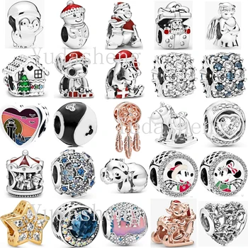 

2020 Winter Christmas Gift Bead Fit Original Good Charm Penguin Snowman House Dog Koala Sleigh Carousel