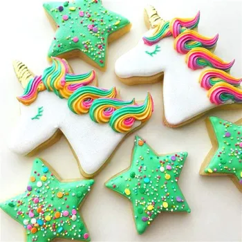 

3pcs/set Unicorn Cookie Cutter Stainless Steel Cut Candy Biscuit Mold Cooking Tools Rainbow Cake Fondant Cutters Mould
