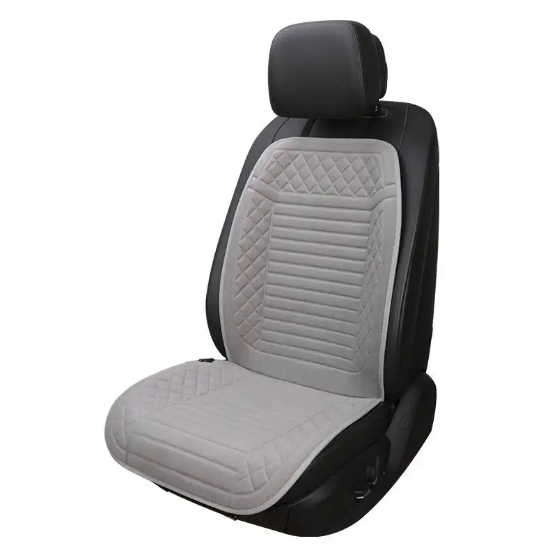 gray B front 1pcs 1 шт. сиденье 12 в зимнее автомобильное сиденье с электроподогревом автомобильное короткое плюшевое одно и двойное автомобильное сиденье Подушка отопления и тепла - Название цвета: gray B front 1pcs