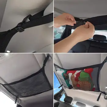 

Car Ceiling Storage Net Pocket Universal Car Interior Cargo Net Organizer with Zipper Sundries Storage Bag