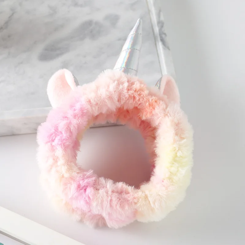 Мода Единорог Рог милый кошачьи уши удобные мыть лицо купаться держатель для волос эластичная повязка для волос для детей Детские игрушки - Цвет: Pink
