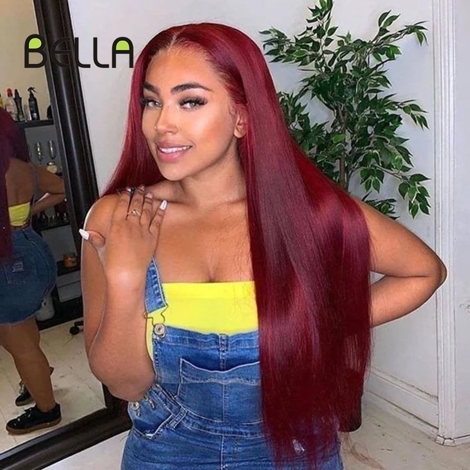 Bella Red Blonde Color Synthetic Lace Front Wig For Women 27" Long Straight Hair  Wigs With Natural Hairline Middle Part Cosplay - Synthetic Lace Wigs(for  Black) - AliExpress