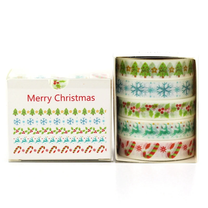 xmas3 5 шт./компл. Рождество васи ленты Снежинка олень точки DIY Скрапбукинг маскирующие ленты школьные офисные поставки Escolar Papelaria - Цвет: xmas3