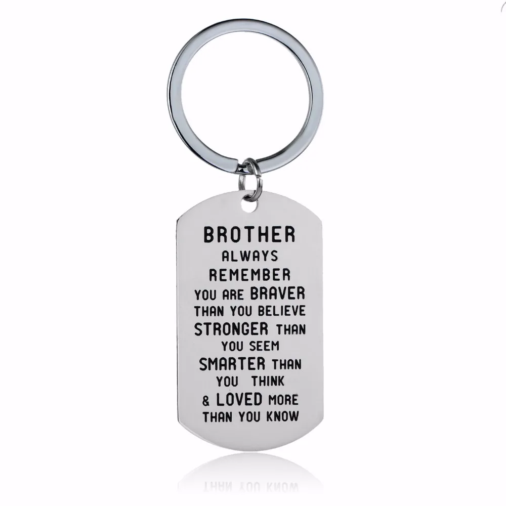 Europe And America Hot Sales Brother/Sister Remember You Are Brave Stainless Steel Key Ring