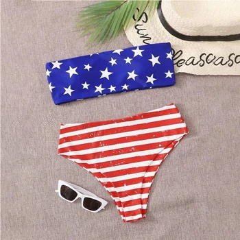 

In-X national flag bandeau bikini set 2020 Strapless swimsuit women swimwear Sexy retro biquinis Padded bathing suit Swim suit