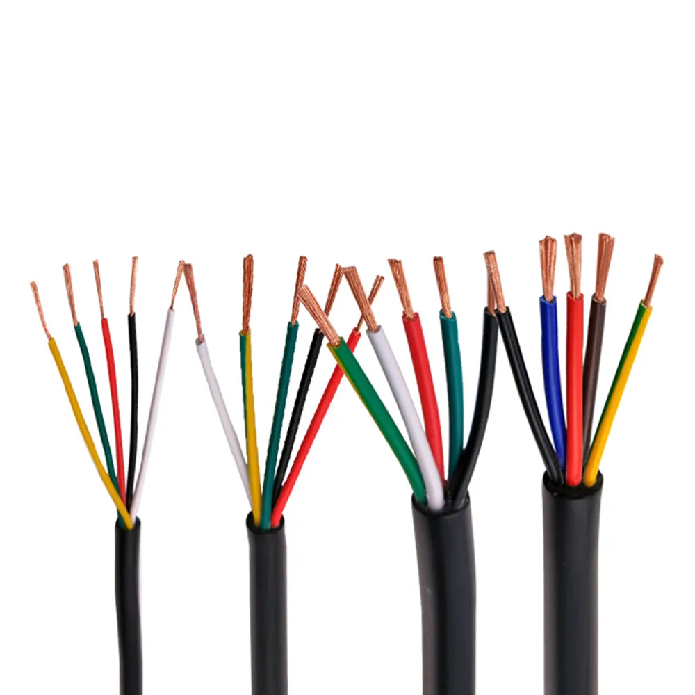 RVV black cable 20AWG 0.5MM 2 core 3 core 4 core 5 core 6 core 7 core 8 core 10 core 12 core 16 core 20 control signal wire