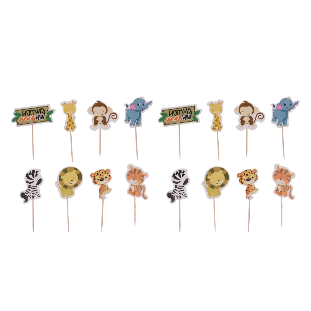48pcs/Set Jungle Animal Cupcake Toppers Picks Baby Shower Food Fruit Sticks 48pcs/Set Jungle Animal Cupcake Toppers Picks Baby Shower Food Fruit Sticks