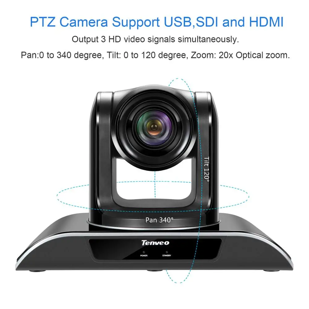 С BT громкой связью Tenveo 1080p60fps 20X Zoom HD PTZ камера видео конференции USB 2 0 HDMI выход Веб